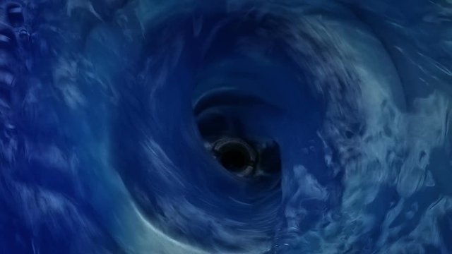 Blue Substance Washes Down Drain Closeup