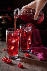 Home-made red berries cold refreshing drink