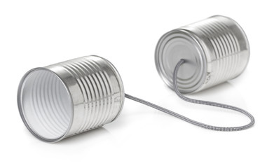 Two tin cans isolated on white background