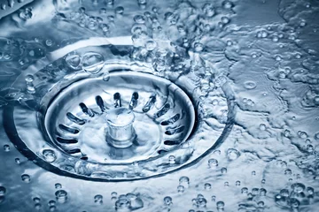 Fotobehang Stainless steel sink with water © Alexstar