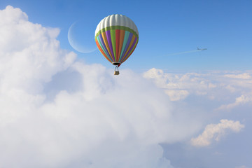 Aerostat flying above clouds