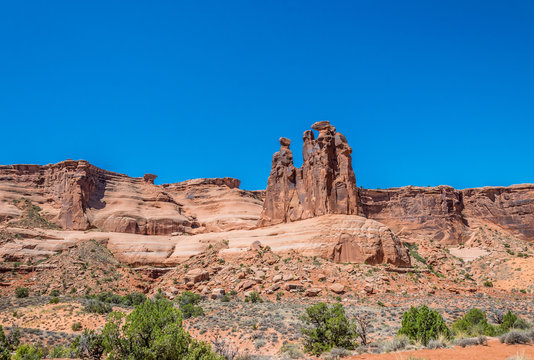 Three Gossips. Picturesque cliffs of the Moab Desert, Utah
