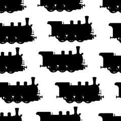 Silhouette steam locomotive seamless background
