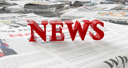 red news word 3d illustration with newspaper