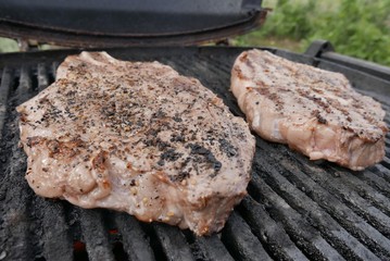 Steaks on a grill