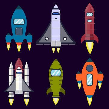 Rocket space technology ship launch cartoon design vector illustration