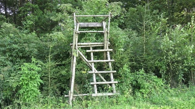 Wooden hunters high seat hunting tower
