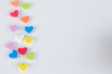 Colorful hearts on white background, love concept