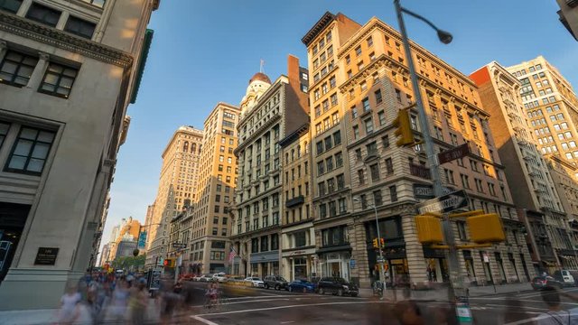 New York streets Crossroad Pedestrian Day timelapse