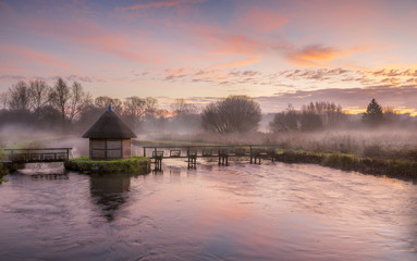 Longstock Eel Traps on the River Test in Hampshire.