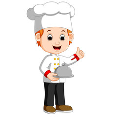  chef boy holding plate dish