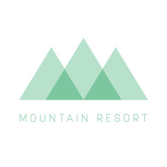 Mountain Resort logo template. Green triangle shape logotype for business or travel company. Vector illustration.