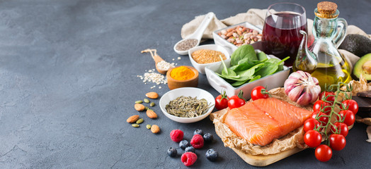 Assortiment d& 39 aliments sains à faible taux de cholestérol