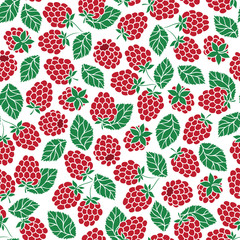 Seamless nature pattern with stylized  raspberries.