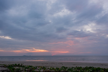 colorful sky with clouds  and sea
