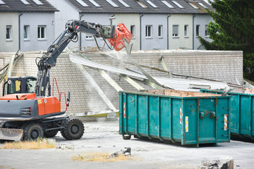 Building demolition in city