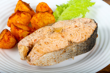 Steamed salmon
