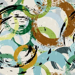Rolgordijnen seamless background pattern, with circles, paint strokes and splashes © Kirsten Hinte