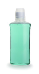 Plastic bottle of mouthwash isolated