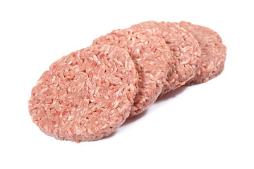 Hamburger, minced beef on a white background