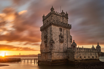 belem tower in Lisbon, Portugal at sunrise