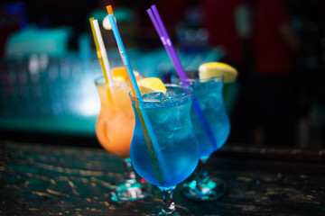 Several alcoholic cocktails