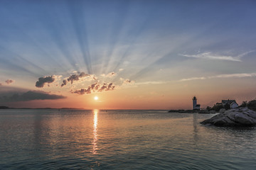 Sunbeam Sunset Annisquam Lighthouse