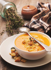 pumpkin soup - puree with croutons