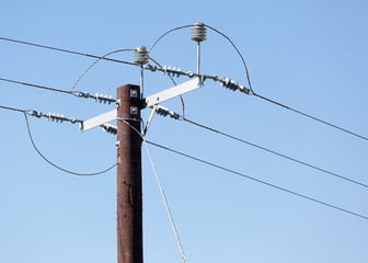 Power lines with blue sky