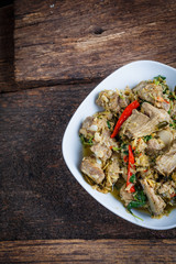 hot and spicy soup with pork ribs with Thai herb
