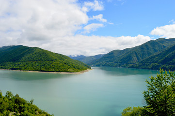 Fototapeta na wymiar Georgian teal water lake
