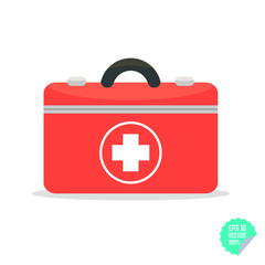 Obraz premium First aid kit flat icon. Health care. Flat vector illustration.