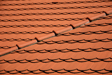 Red Tile Roofs. Roof of red shingles.