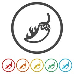 Chili, pepper icons set - Illustration 