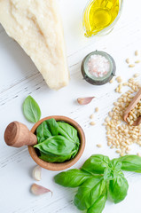 Green basil pesto ingredients