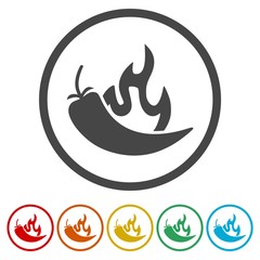 Chili, pepper icons set - Illustration 
