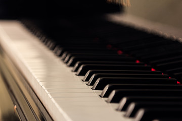 Piano background with selective focus