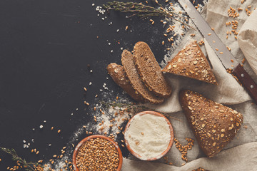 Bakery concept. Plenty of sliced bread background