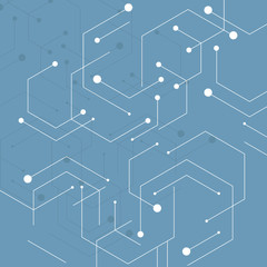 Technical background with hexagon line and dots