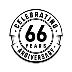 66 years anniversary logo template. Vector and illustration.