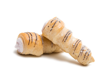 Puff pastry with cream isolated