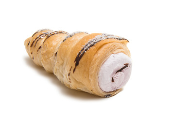 Puff pastry with cream isolated