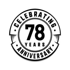 78 years anniversary logo template. Vector and illustration.