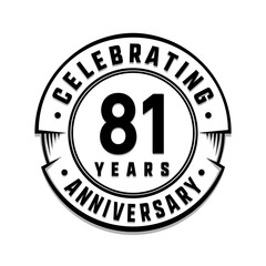 81 years anniversary logo template. Vector and illustration.