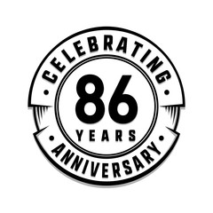86 years anniversary logo template. Vector and illustration.