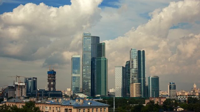 Moscow International Business Center. Moscow City, Fili Skyline Timelapse
