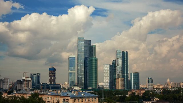 Moscow International Business Center. Moscow City, Fili Skyline Timelapse