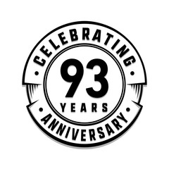 93 years anniversary logo template. Vector and illustration.