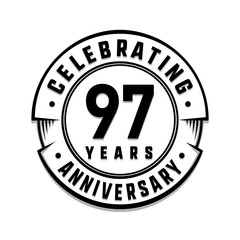97 years anniversary logo template. Vector and illustration.