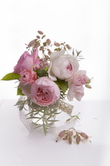 Beautiful English rose flower bouquet on white background